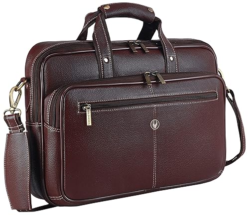 WildHorn Leather 15 Inch Laptop Messenger Bag For Men, Padded Laptop Compartment, Carry Handles With Adjustable Strap, Dimension : L-15.5 Inch W-3.5 Inch H-11.5 Inch